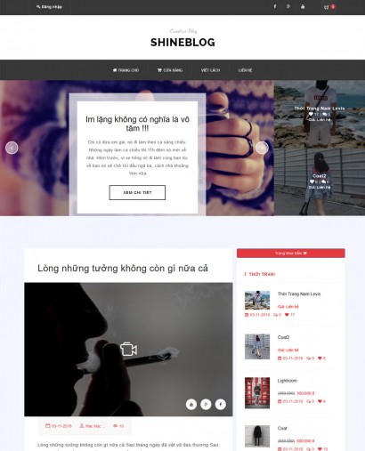Blog Shineblog giao diện miễn ph&iacute; d&agrave;nh cho Bloger đam m&ecirc; viết l&aacute;ch